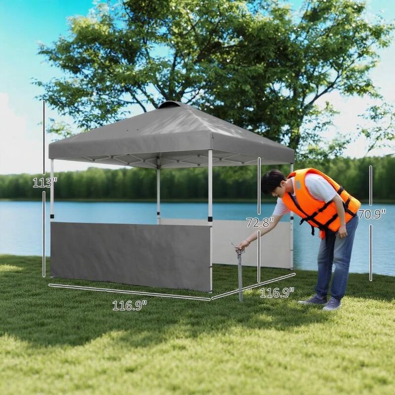 GDFStudio - 10x10 ft Pop-Up Outdoor Canopy Tent with Adjustable Height & Sidewalls