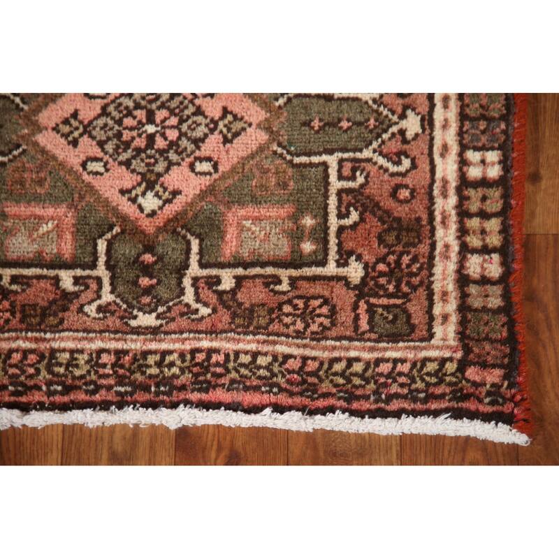 Orange Gharajeh Persian Vintage Runner Rug Handmade Wool Carpet - 1'10"x 7'5"