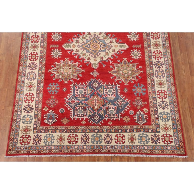 Red Kazak Oriental Area Rug Handmade Traditional Bedroom Wool Carpet - 6'6" x 9'9"