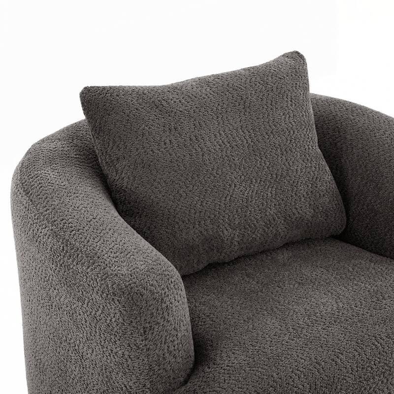 Upholstered Swivel Barrel Sofa Chair with a Throw Pillow