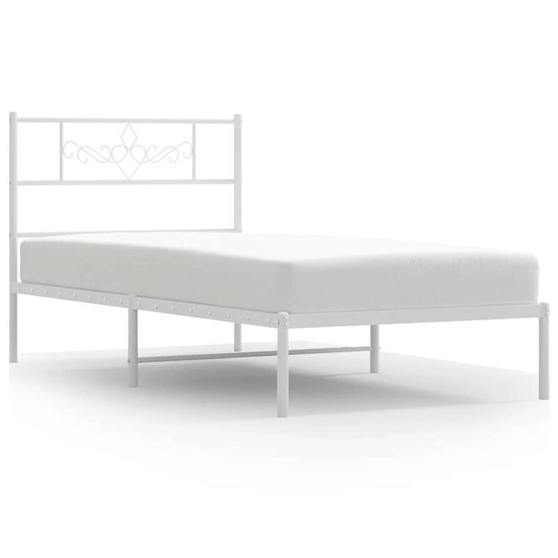 vidaXL 12 Inches White Twin XL Metal Bed Frame No Mattress - 81.5" x 41.3" x 35.4"