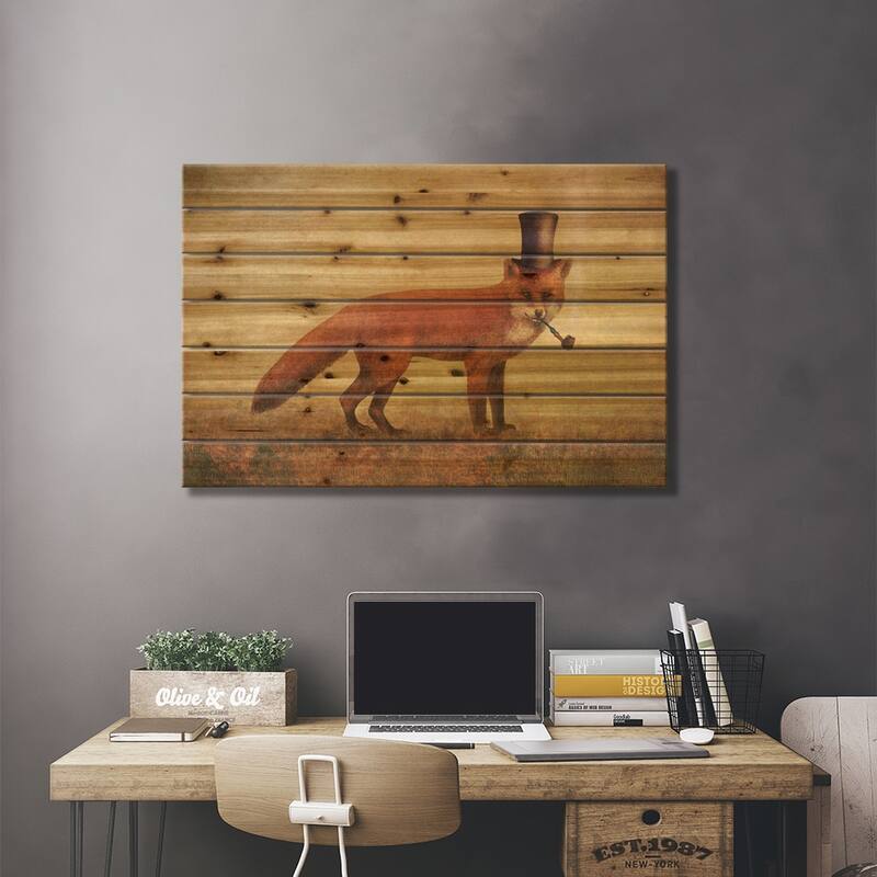 Crazy Like A Fox Print On Wood by Terry Fan - Multi-Color