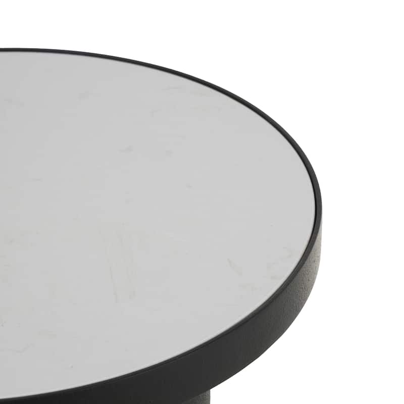 Black Metal Side End Accent Table with White Marble Tabletop