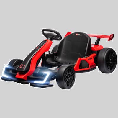 24V Drifting Go Kart for Kids, Adjustable Seat, 7.5 MPH, Music, Horn, Lights, Outdoor Ride-on Toy for Ages 6-12