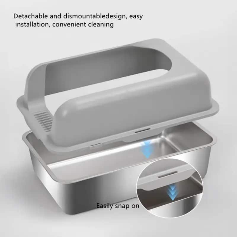 Grey Large Capacity Self-Cleaning Cat Litter Box with Foot Pedal Perfect for Multiple Cats - 16.6”L x 23.94”W x 11.54”H