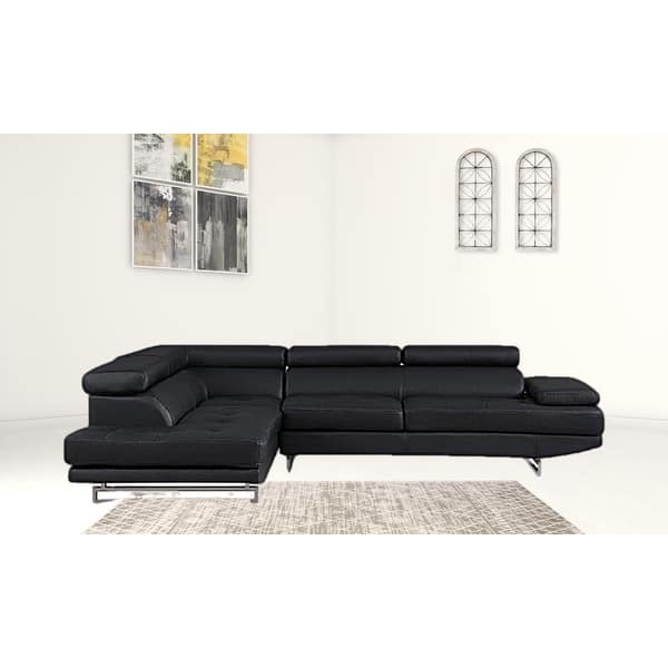 Black Leather L Shaped Two Piece Corner Sectional Black Leather L Shaped Two Piece Corner Sectional
