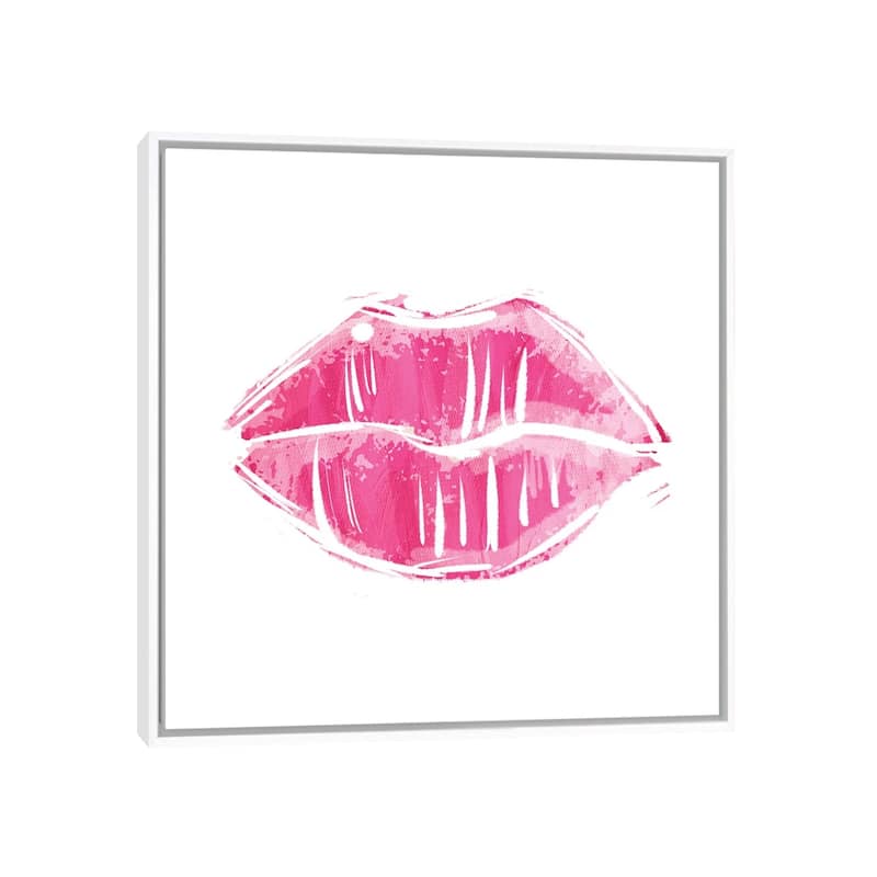 iCanvas "Pink Lips" by Milli Villa Framed - White - 26x26