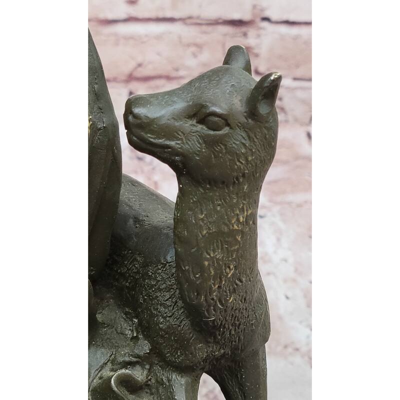 Bronze Girl Playing Flute With Deer On Marble Base By Aldo Vitaleh