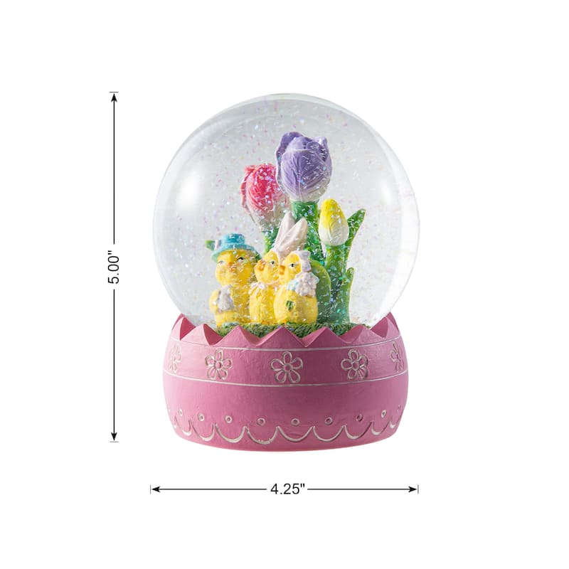 Glitzhome Easter Resin Bunny Couple Waterglobe Spring Gifts Table Decor