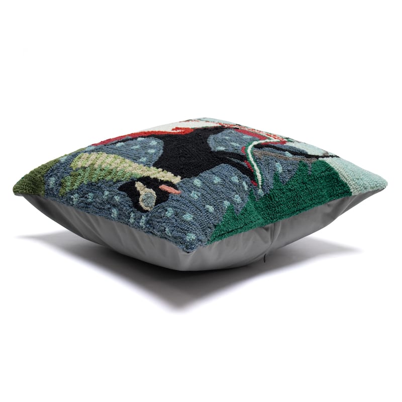 Liora Manne Frontporch Sledding Dog Indoor/Outdoor Pillow Multi 18" Square