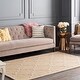 preview thumbnail 20 of 68, Hand-Tufted Amy Tone-on-Tone Lattice Wool Rug 7'9" Round - Tan