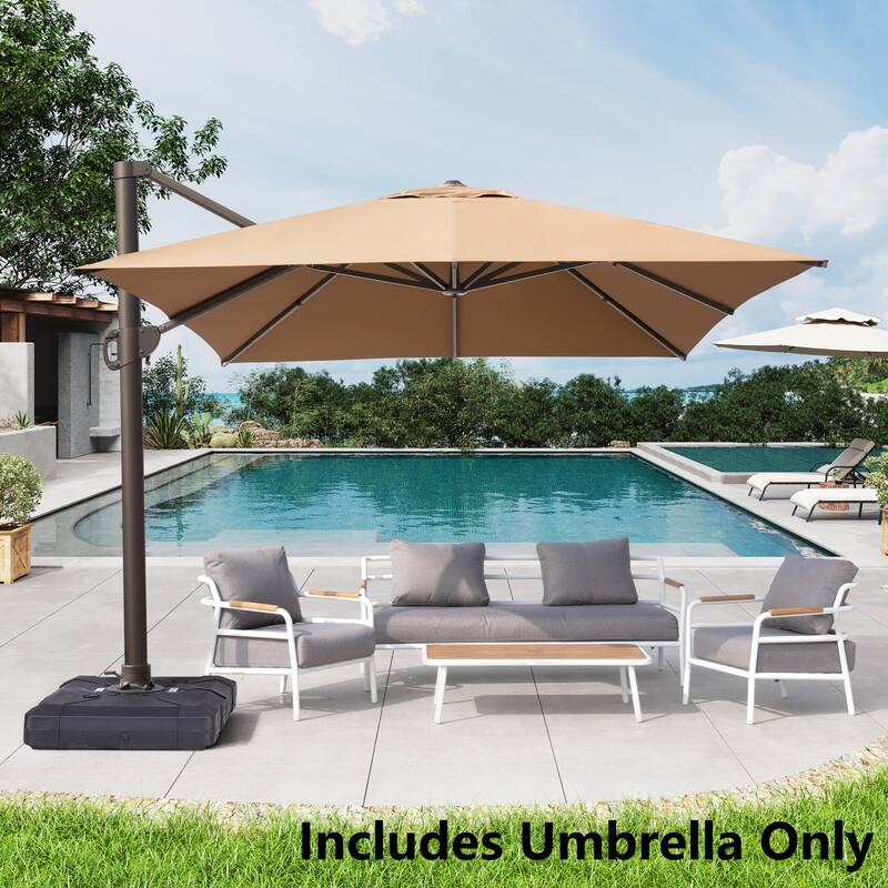 10x12.5 FT Outdoor Patio Cantilever Umbrella 360 Degree Rotation