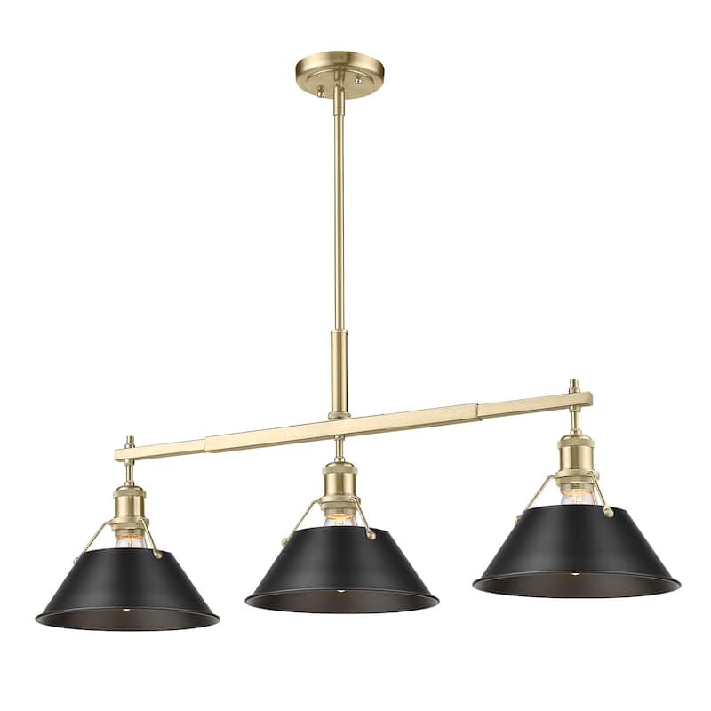 Yep by Golden Lighting Orwell 3-light Island Light in Brushed Champagne Brass and Matte Black shade - Gold