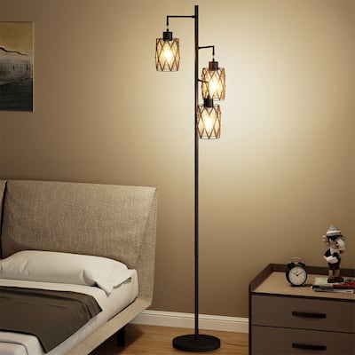 67" Tree-Shaped Floor Lamp with 3 Lights - Foot Switch Included & Easy Assembly