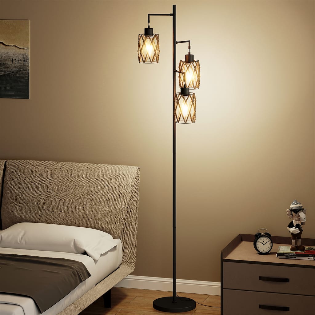 67" Tree-Shaped Floor Lamp with 3 Lights - Foot Switch Included & Easy Assembly