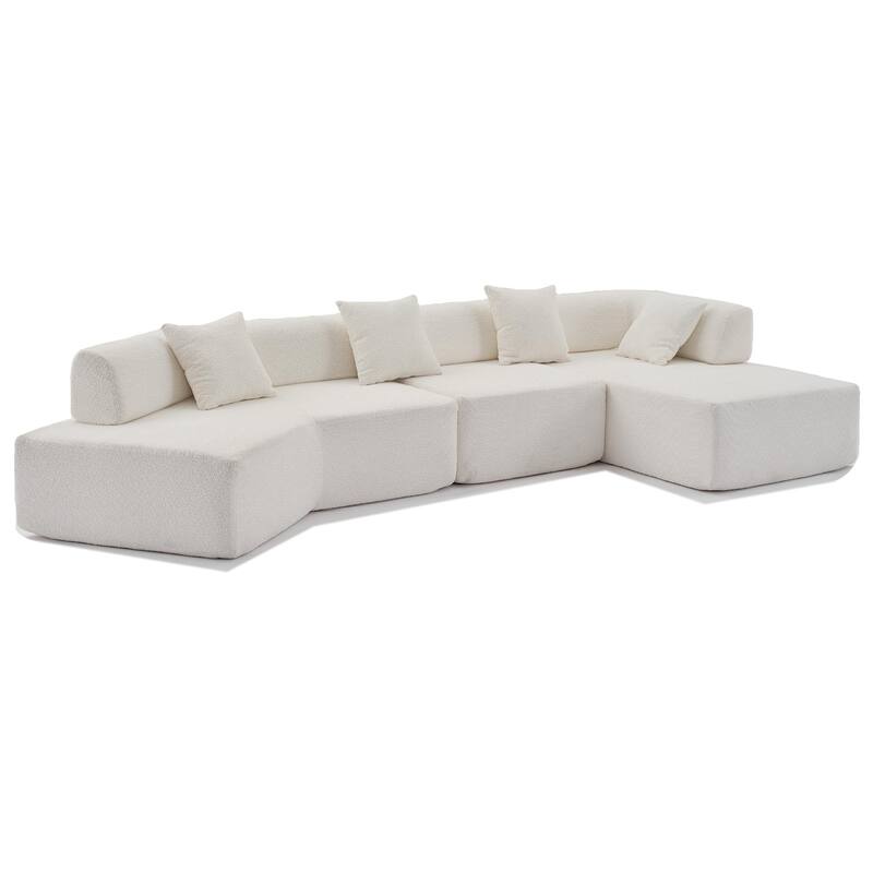 140" L-Shape Cloud Sectional Couch w/ Chaise, Modern Modular Sofa with Deep Seat, Upholstered Couches No Assembly Required