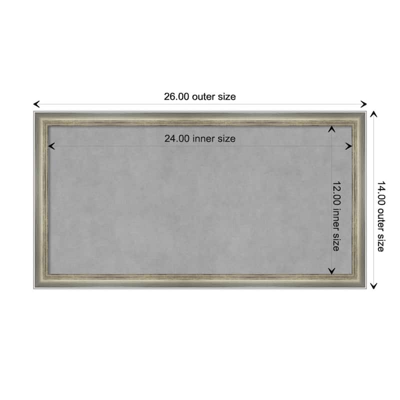 Amanti Art Salon Scoop Silver Framed Magnetic Board - Board Size 24x12