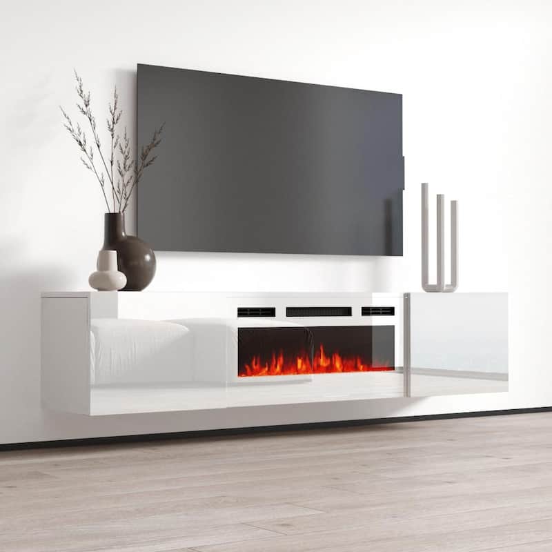 Cali WH-EF Wall Mounted Electric Fireplace Modern 72" TV Stand