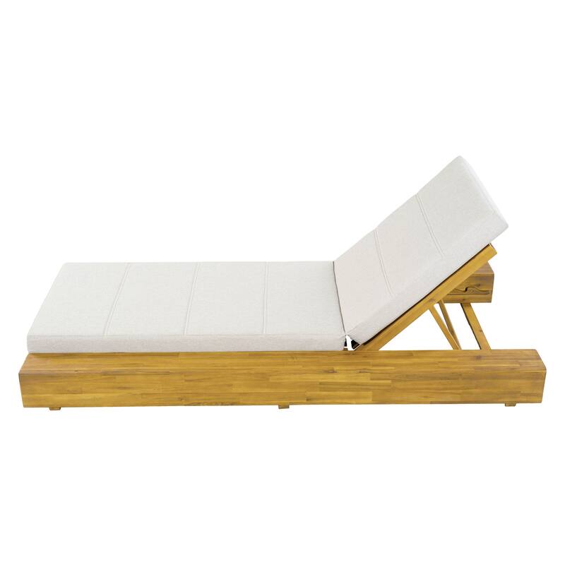 Christopher Knight Home - Amedea Outdoor Acacia Wood Chaise Lounge with Adjustable Backrest & Water-Resistant Cushion