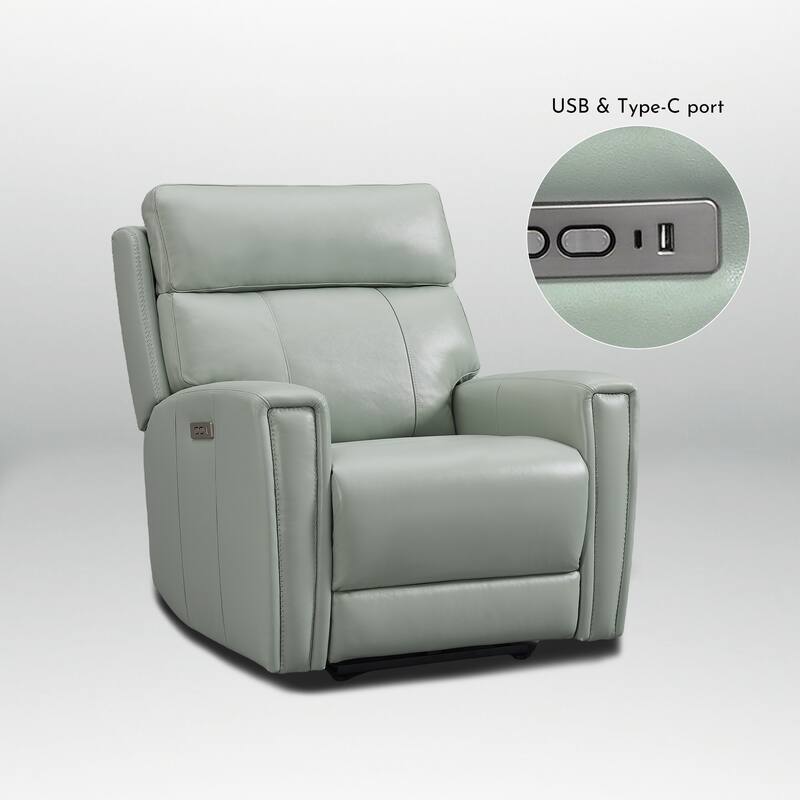 Genuine Leather Zero Gravity Power Recliner Chair with Power Headrest, USB&USB-C Port