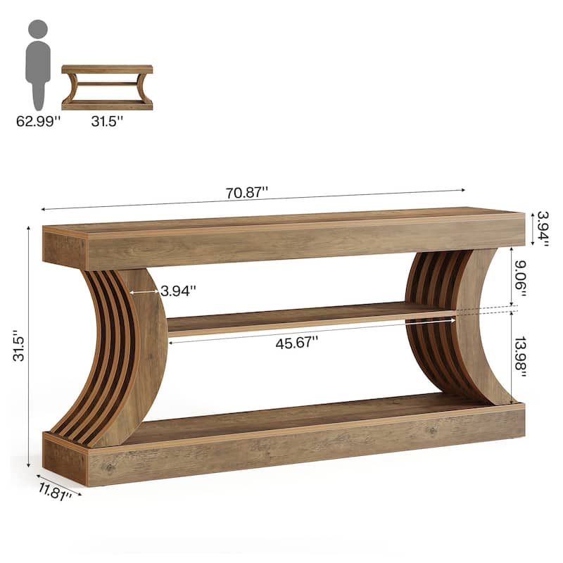 Long Farmhouse Entryway Table with Storage