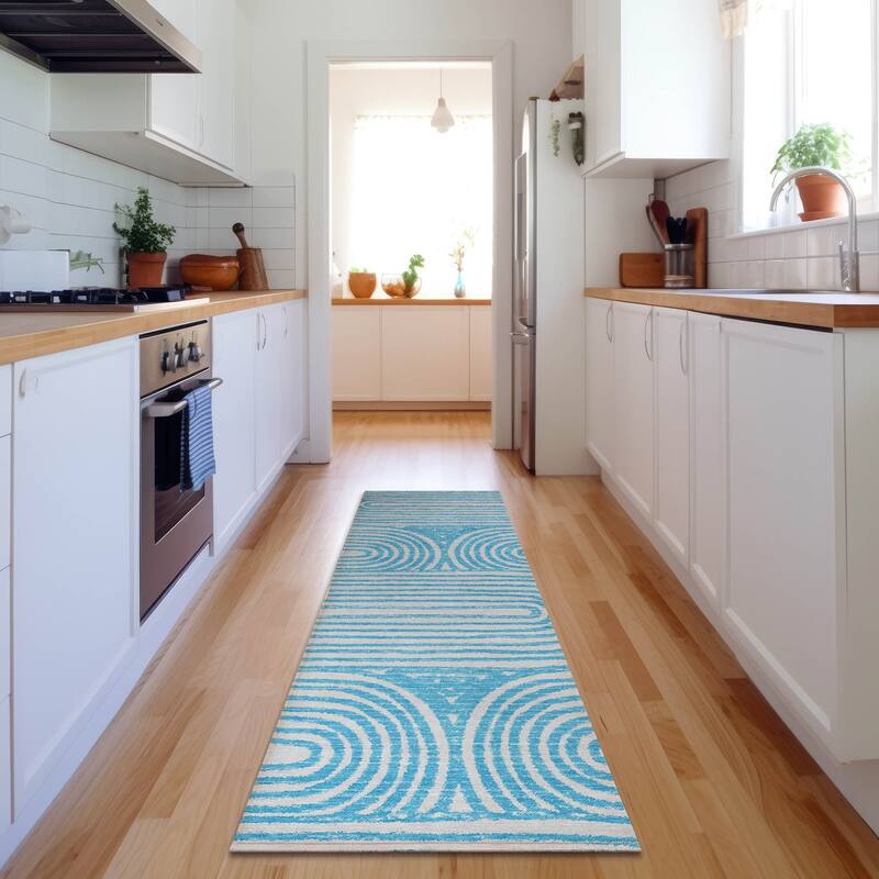 Premium Washable Super Soft Contemporary Mayfield Rug - Teal - 2' 3" x 7' 6" - Runner