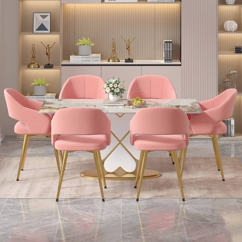 Javlergo Modern Dining Chairs, Comfy Dining Room Chairs with Thick Cushions, Upholstered Kitchen Side Chairs with Metal Legs