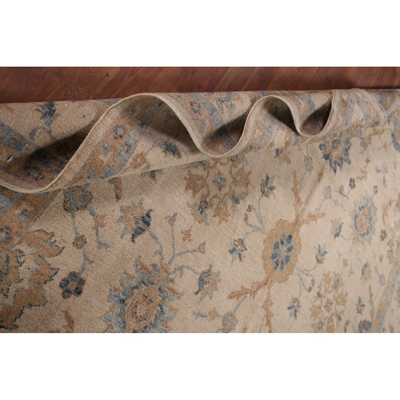 Hand Knotted Oriental 100% Wool Carpet Transitional All-Over Beige & Ivories Oushak Area Rug - 10' 0'' X 8' 0''