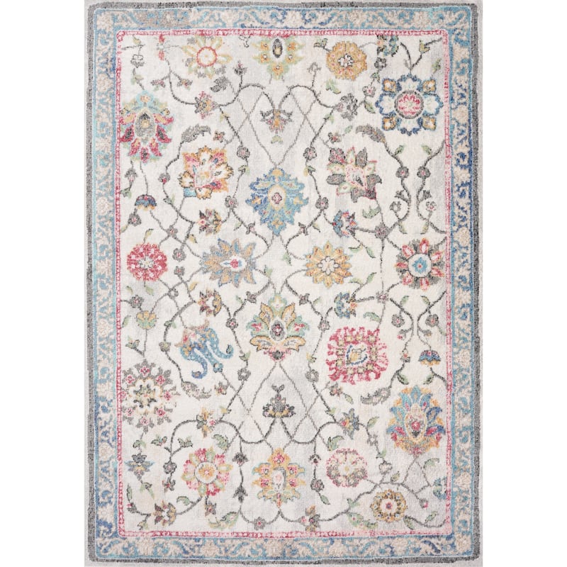 Fitzgerald Collection - Pink/Yellow/Grey/Blue Classic Floral Rug