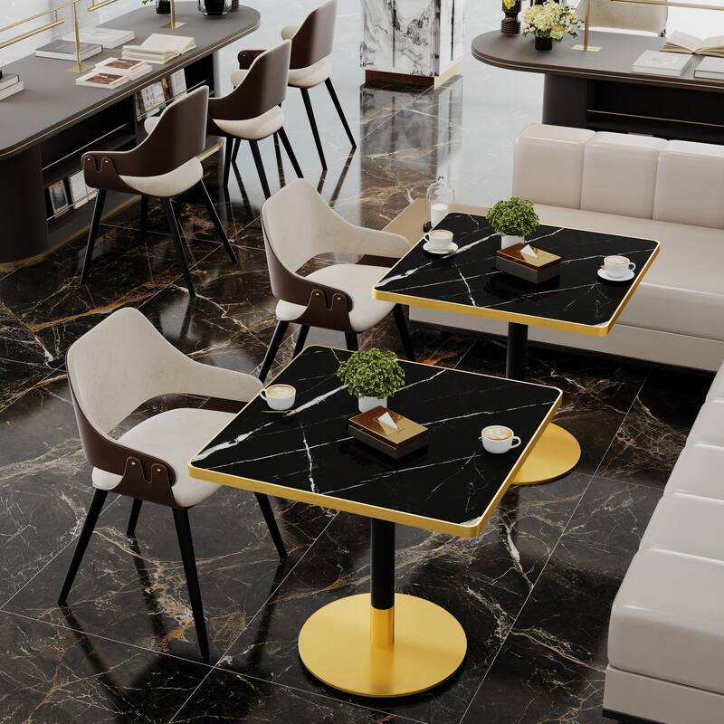 Square Modern Dinning Table 31.5 inches Bistro Table Tulip Table with Faux Marble top - Light Slate Grey