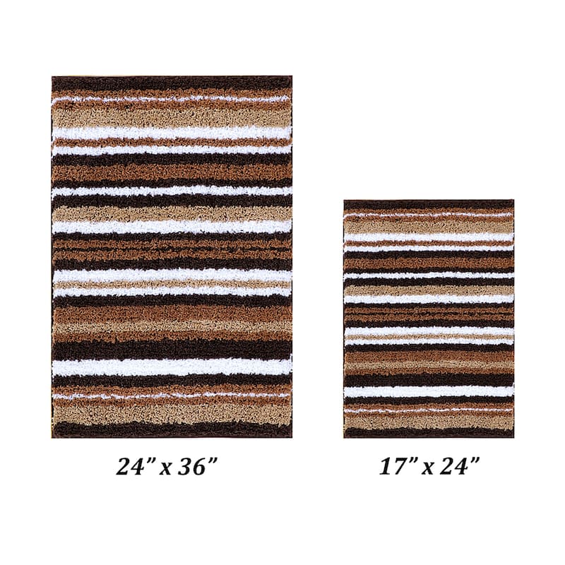 Better Trends Bath Rug 100% Polyester Super Absorbent Anti-Skid TPR Backing Bathroom Rug For Shower,Sink Mats Griffie Collection - 2 Piece Set (17" x 24" | 24" x 36") - Purple