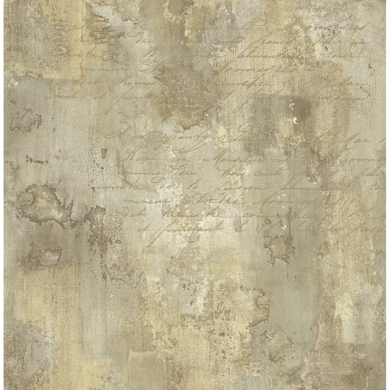 Seabrook Designs Chandler Faux Script Unpasted Wallpaper - 20.5 in. W x 33 ft. L - Hazelnut