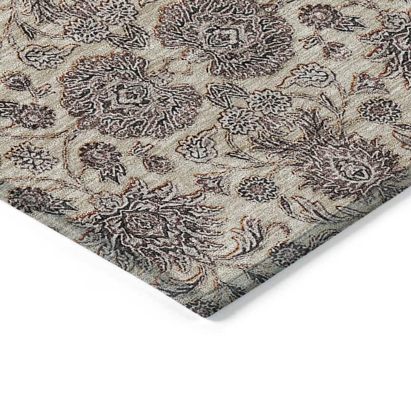Machine Washable Indoor/ Outdoor Chantille Traditional Floral Rug