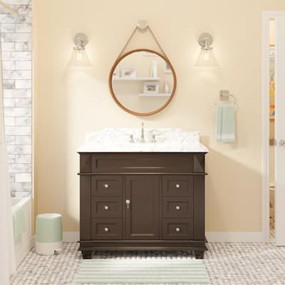 KitchenBathCollection Elizabeth 42" Bathroom Vanity with Carrara Marble Top