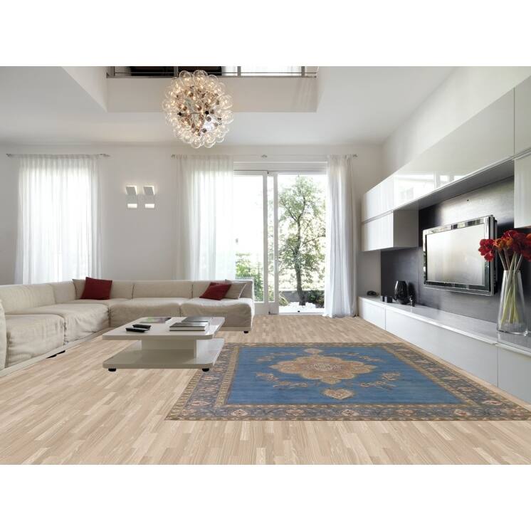 Over-Dyed Blue Tabriz Persian Vintage Rug Handmade Wool Carpet - 9'10"x 13'0"