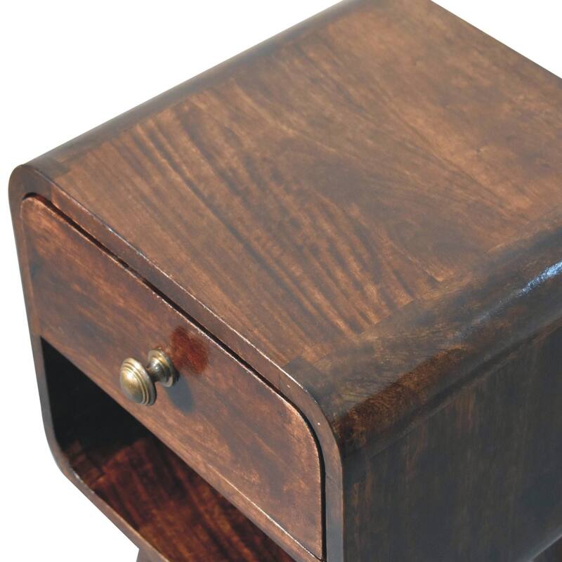 HomeRoots 22" Walnut Solid Wood Square One Drawer Nightstand