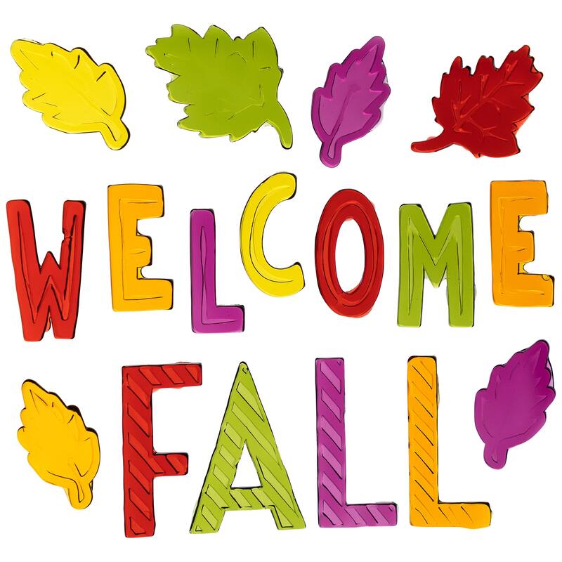 17-Piece Welcome Fall Thanksgiving Gel Window Clings