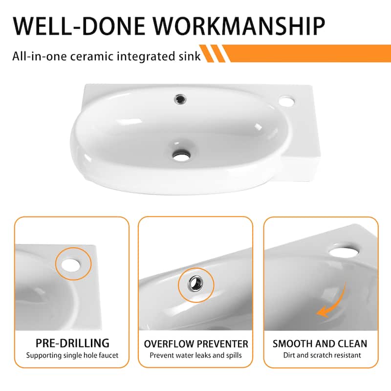 Bathroom Vanity With Sink In 16/18/23 Inch, Floating/Freestanding Bathroom Vanity With Soft Close Door