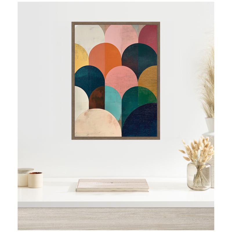Kate and Laurel Sylvie Minimalist Geometric Abstract Jewel Tone Framed Canvas by The Creative Bunch Studio