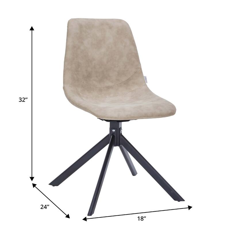 Markley Leather Dining Chair 360 Degree Swivel with Iron legs Modern Accent Side Chair Set of 2