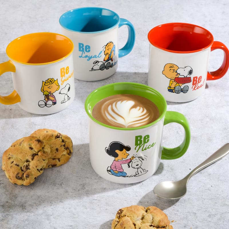 Peanuts Be Happy 4 Pack 21 OZ Mugs