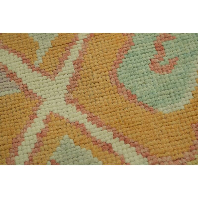 Vegetable Dye Wool Oushak Turkish Runner Rug 3x10 - 9' 10'' X 2' 11''