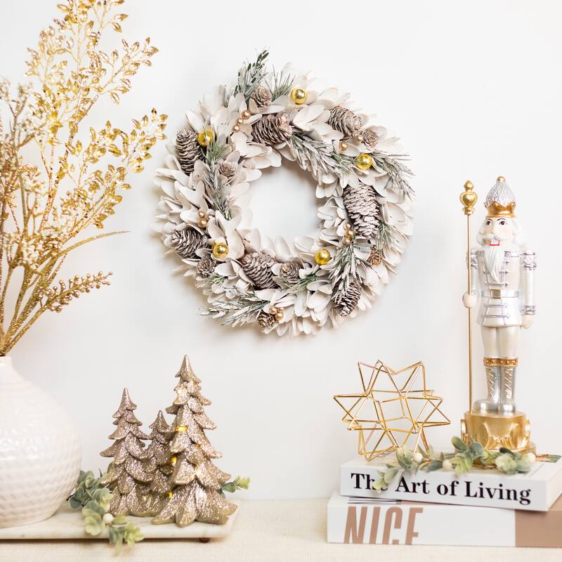 Frosted Pinecone and Pine Sprigs Artificial Christmas Wreath - 14" - Unlit