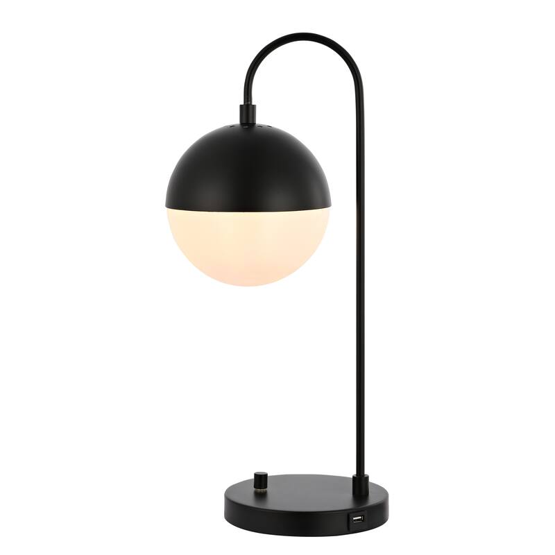 SAFAVIEH Lighting 21-inch Mid-Century Brass Gold Cappi LED Task Table Lamp. - Black - USB