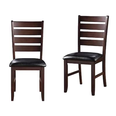 Set of 2 Faux Leather Ladder Back Side Chairs and Solid Wood Legs for Kitchen or Dining - 23” L x 20” W x 40” H