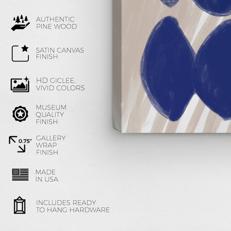 Wynwood Studio Canvas Abstract Blue Treasured Leaves Blue and Dark Blue Modern & Contemporary Wall Art Canvas Print