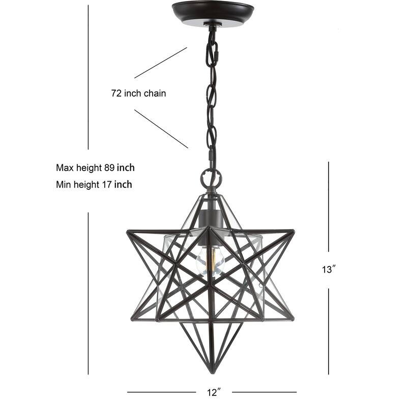Lynn Moravian Star Metal/Clear Glass LED Pendant, by JONATHAN Y - 1 Light