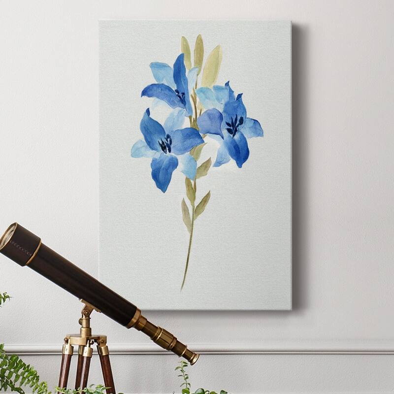Blue Blossom Botanical III Premium Gallery Wrapped Canvas - Ready to Hang