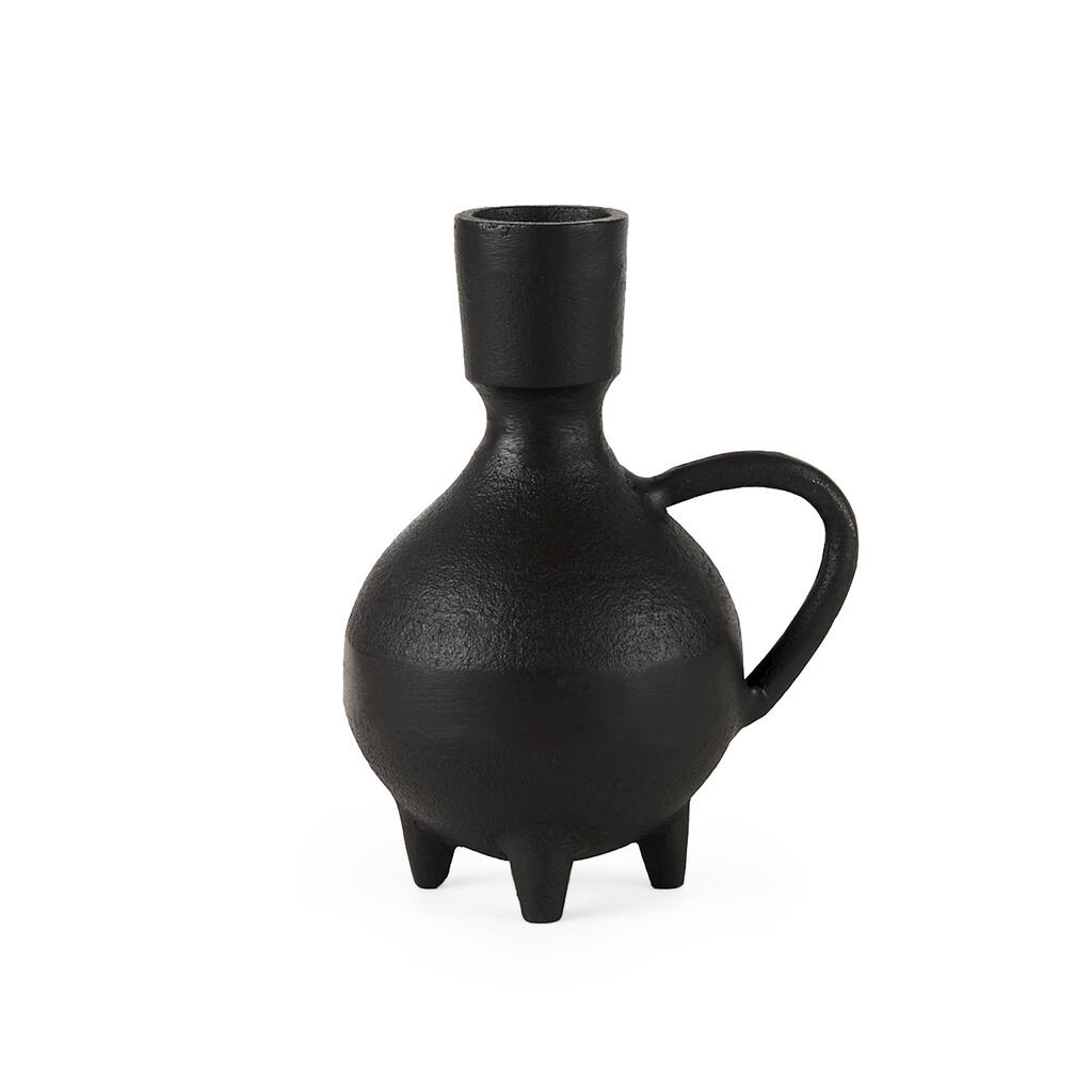Cyrus 5.1L x 3.9W x 7.5H Black Spherical Vase W/ Flute Decorative Object