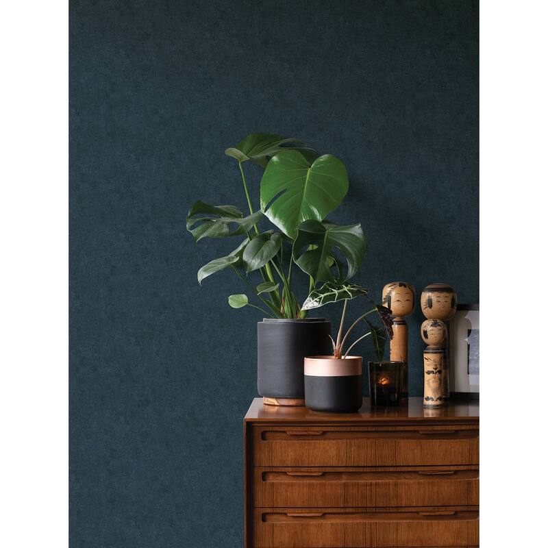 Advantage Ryu Indigo Cement Texture Wallpaper - 20.9in x 396in x 0.025in - 20.9in x 396in x 0.025in